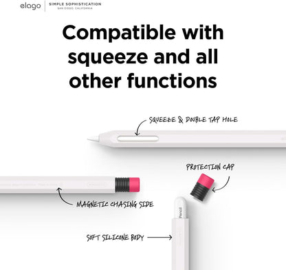 elago Compatible with Apple Pencil Pro Case & Apple Pencil 2nd Generation Case, Compatible with Magnetic Charging, Double Tap, Squeeze, Haptic (Must Read Installation Instructions) [Lovely Pink]
