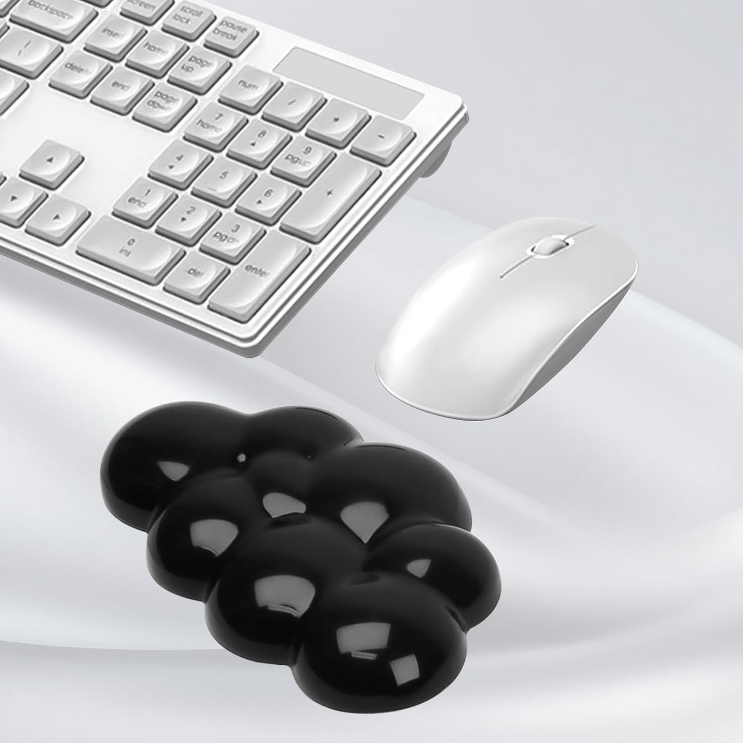 Gel Cloud Keyboard and Mouse Wrist Rest, Cute Wrist Support and Arm Support Keyboard Rest for Keyboard and Mouse Typing Pain Relief，Suitable for Office/Computer/Laptop/Gaming（White）
