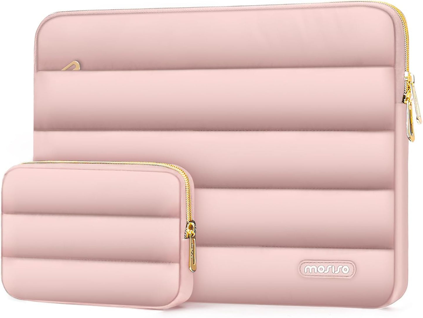 MOSISO Laptop Case 13.3 inch,13-13.3 inch Puffy Laptop Sleeve Compatible with MacBook Neo/Air 13.6 M5 M4 M3 M2 M1/Pro 13/14,HP Dell ASUS Lenovo,Polyester Horizontal Bag with Small Case, Sand