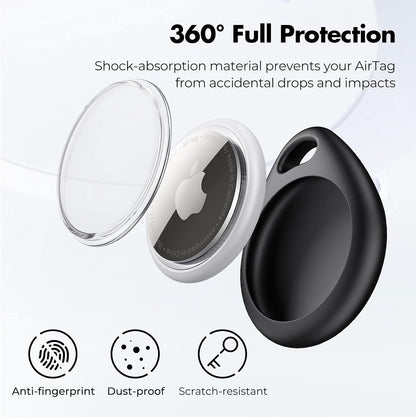 UNBREAKcable AirTag Holder for Apple - 4 Pack Air Tag Case [Fit Tightly Design] [Easy to Install] [Hold Securely] Waterproof TPU Protective Cover with Metal Keychain for Kids,Pet,Luggage,Backpack,Keys