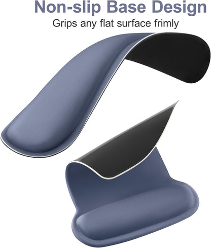 MOSISO Wrist Rest Support for Mouse Pad & Keyboard Set, Ergonomic Mousepad Non-Slip Base Home/Office Pain Relief & Easy Typing Cushion with Neoprene Cloth & Raised Memory Foam, Black