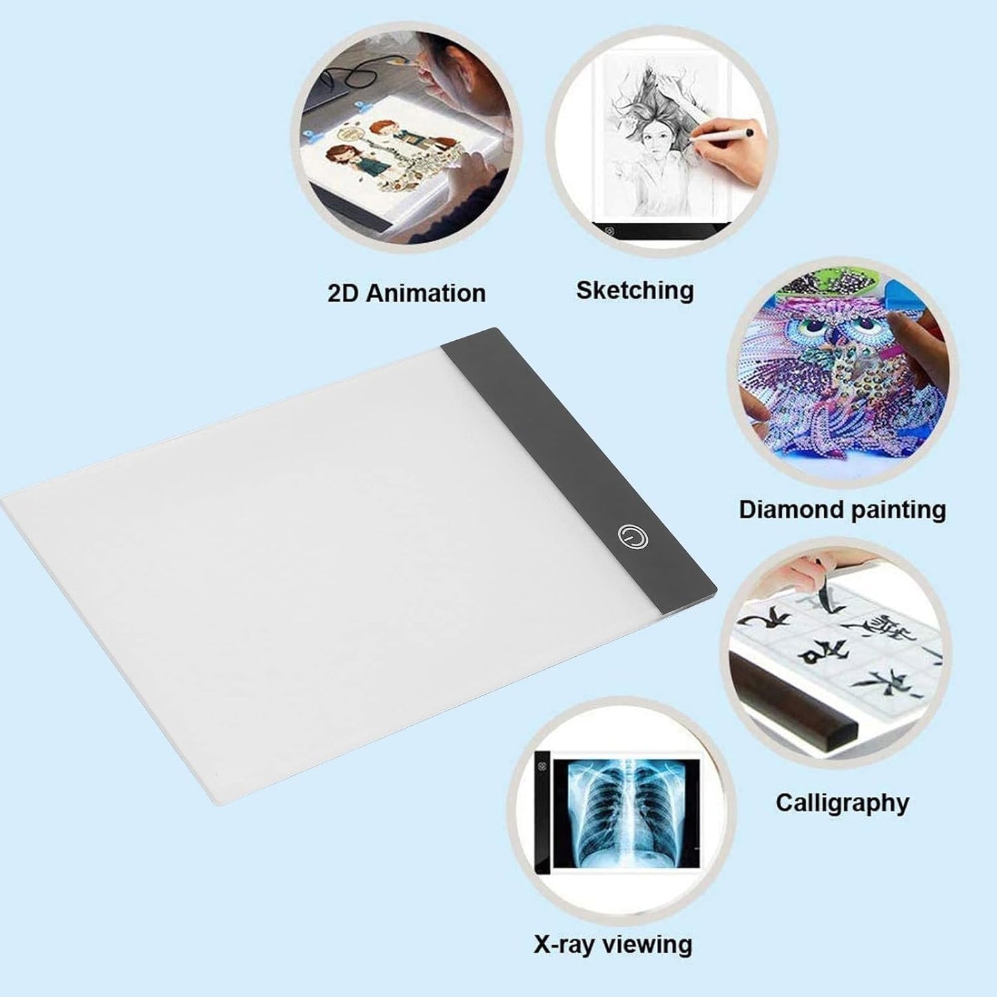 Huleo LED Light Pad, A5 Tracing Light Pad, Artcraft Tracing Pad Light Box, 3 Levels of Brightness, Rechargeable Light Board for Artists Drawing Sketching Animation Stencilling X-ray Viewing