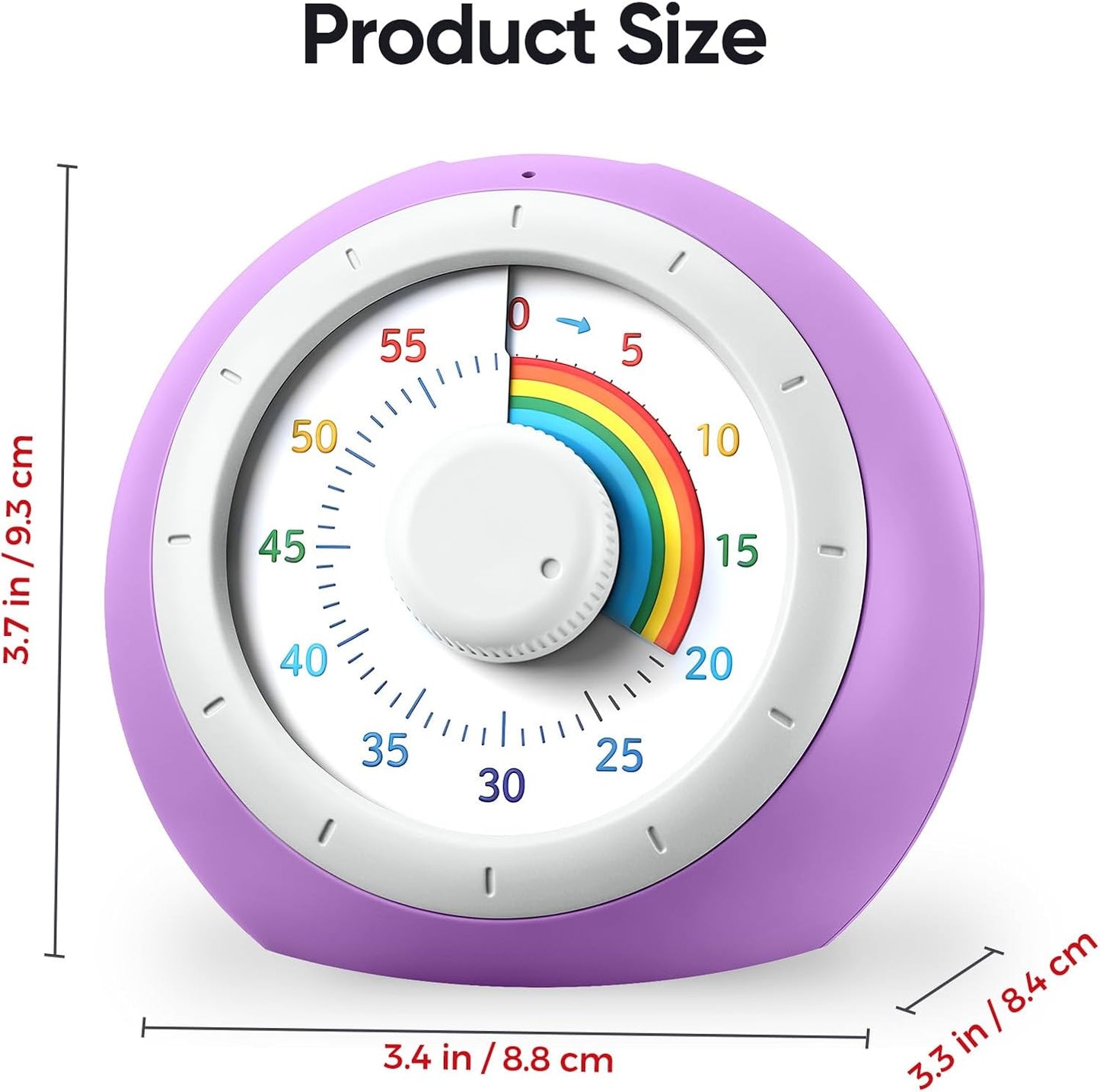 Visual Timer for Kids, 60-Minute Silent Countdown for Classroom, Home, Office, Kitchen, Rainbow Pattern Desk Timer, Time Management Tools with Silent Operation, Pomodoro Timer (Green)