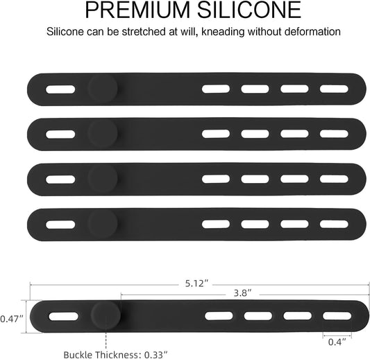 Donruby 24Pcs Silicone Cable Ties - Reusable & Washable with Locking Buckles, Adjustable Fastening Cable Management Straps, Multi-Purpose High Elasticity Cord Organizer (4 Colors)