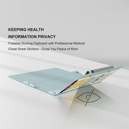 Foldable Nursing Clipboard with Storage - Portable & Compact Medical Clipboard for Nurses, Doctors, and Students - Includes Medical Reference Cheat Sheets and Pen Holder(Purple)