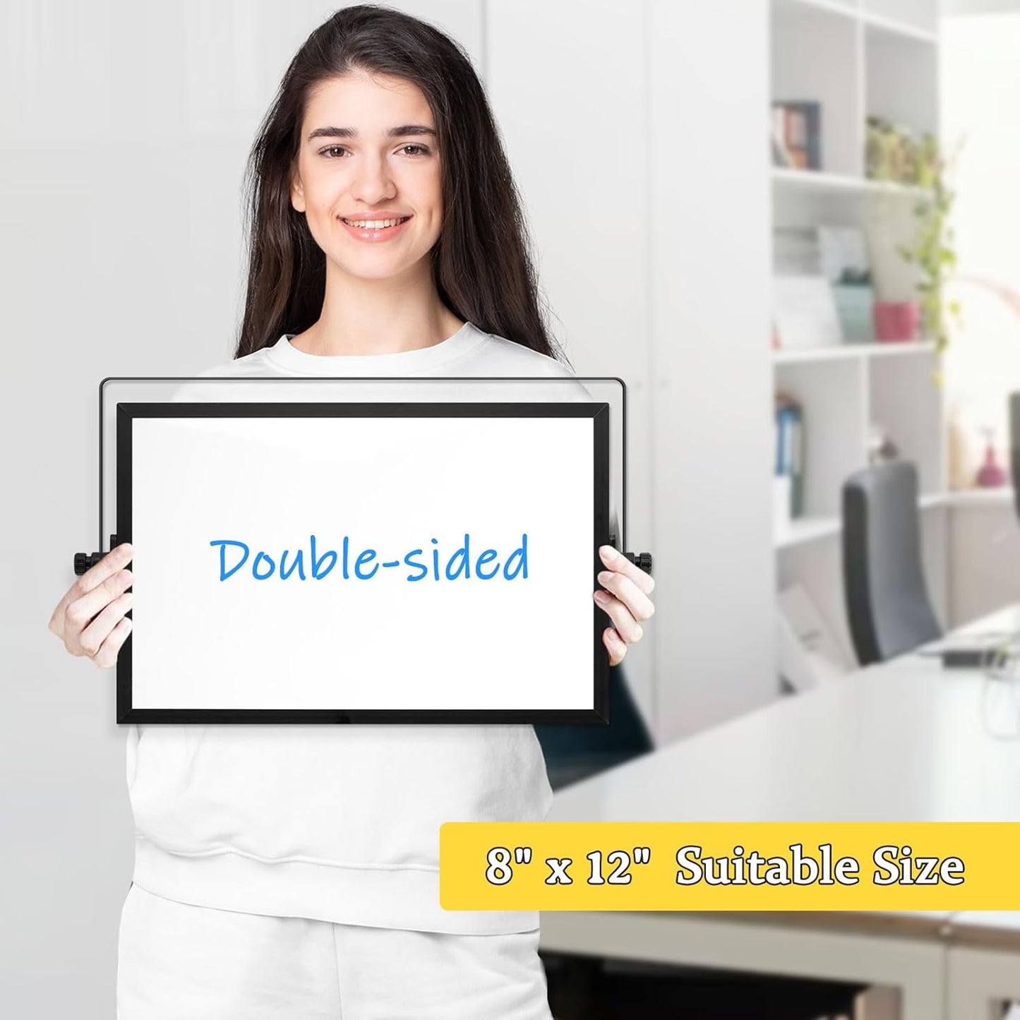 Dry Erase Magnetic White Board, 16" x 12" Double-Sided Desktop Whiteboard with Stand, Portable Small Whiteboard Set for Drawing, Office, Home