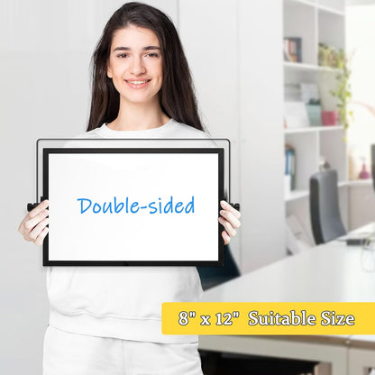 Dry Erase Magnetic White Board, 16" x 12" Double-Sided Desktop Whiteboard with Stand, Portable Small Whiteboard Set for Drawing, Office, Home