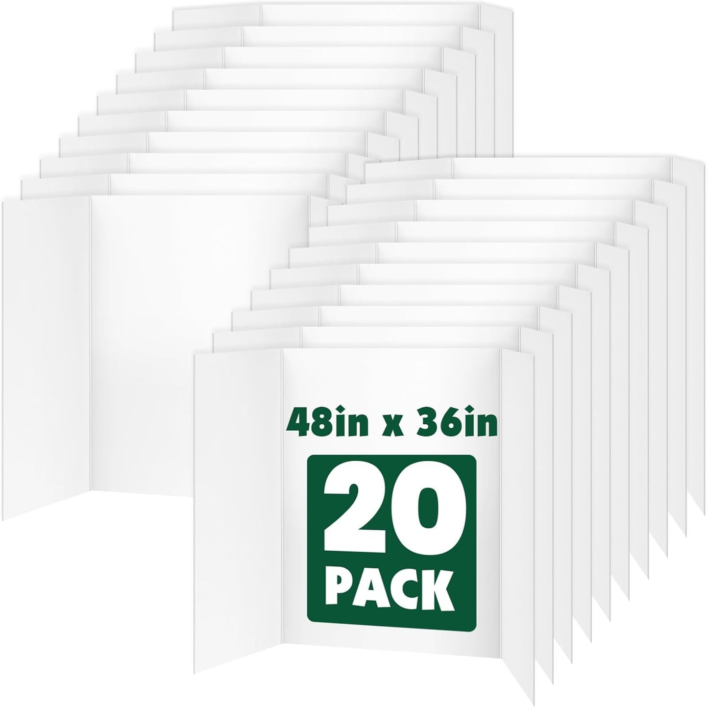 10 Pack Trifold Poster Board, 36in x 48in Corrugated Project Board, White Presentation Board, Trifold Display Board for School Project, Business Presentation, Science Fairs, Event Display