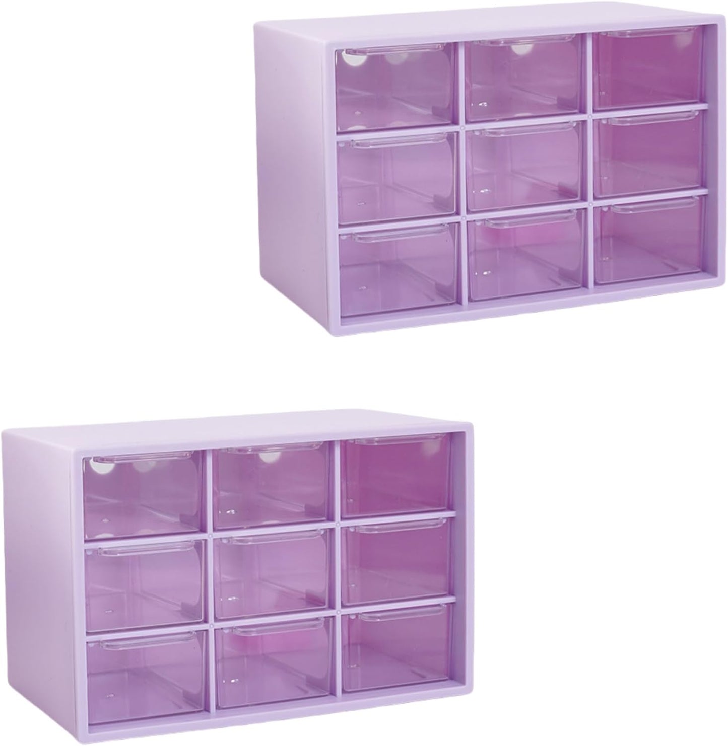 Feadily 2PCS Small Drawer Organizer for Desk, Desktop Drawer Organizer with 9 Clear Drawers, Plastic Desktop Storage Drawers 7.1 Inch x 3 .9 Inch x 4.7 Inch, White