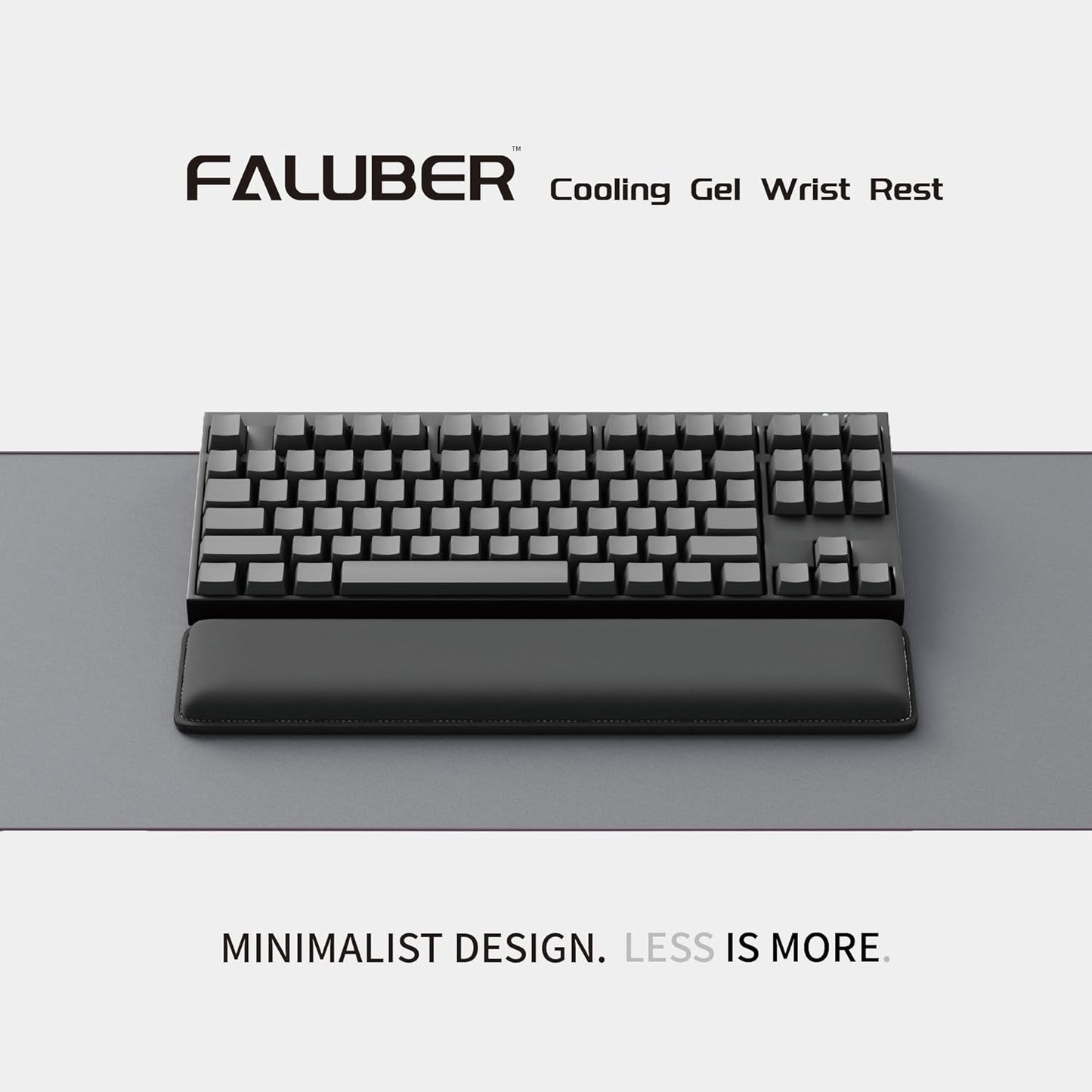Faluber Cooling Gel Wrist Rest, 17.3-inch Length for Full-Sized Keyboard, Memory Foam Palm Rest with Non-Slip Footpad, Ergonomic Design, Stain Resistant, PC Accessory Gaming Gear (Large-Full Size)