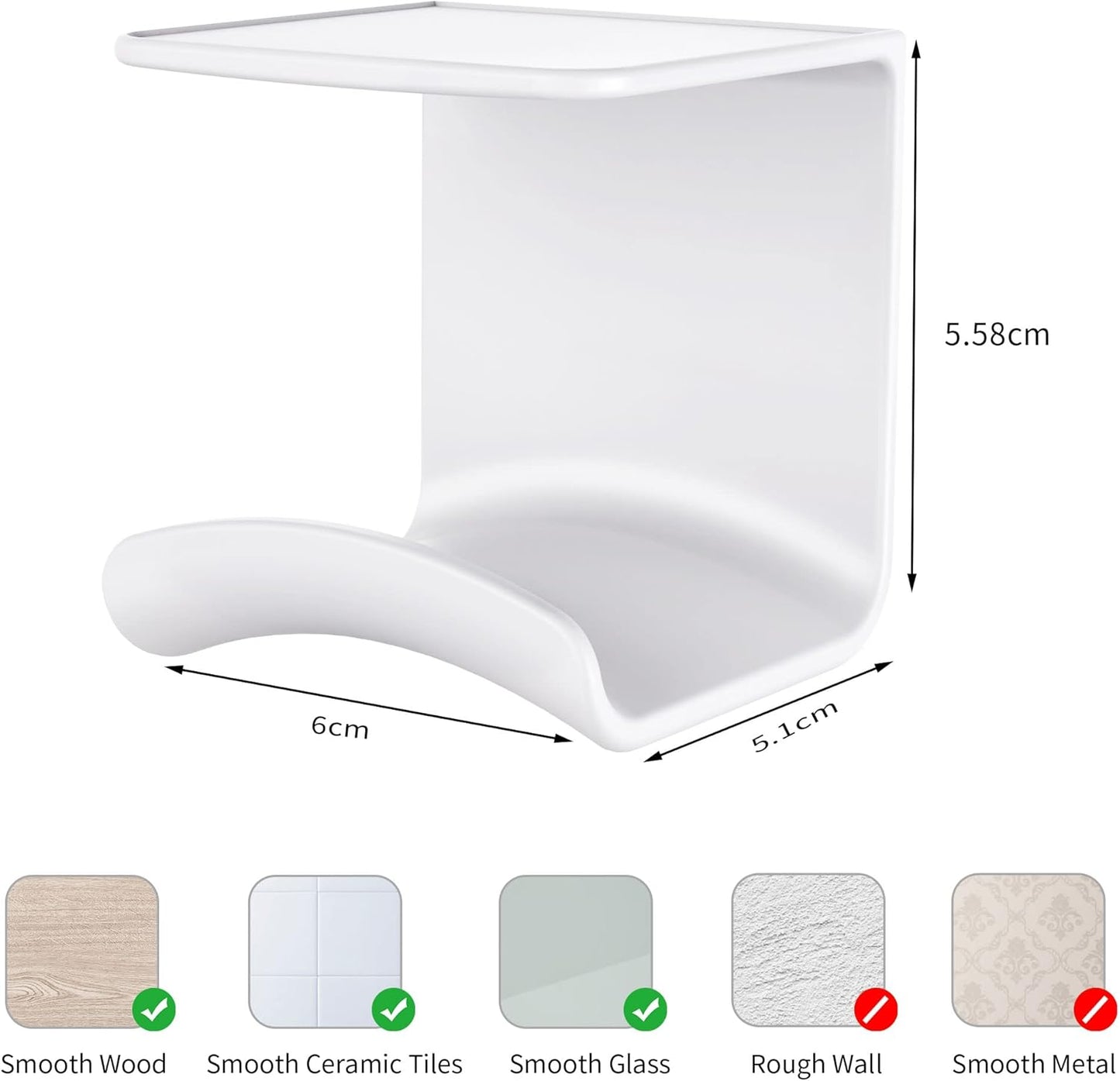 HomeMount Under Desk Headphone Hook - Adhesive Headphone Stand Hanger for Desk - White