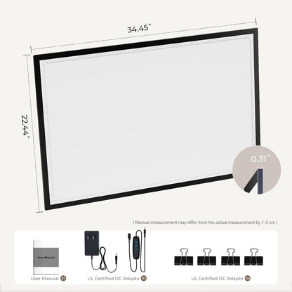 A2 Light Pad 26"x19", 10000+ LUX High Brightness, 3 Colors & 10-Level/Stepless Dimming,Light Board Extra Large with UL Adapter for Diamond Painting, Drawing, Tracing, Sketching-Aluminum Frame