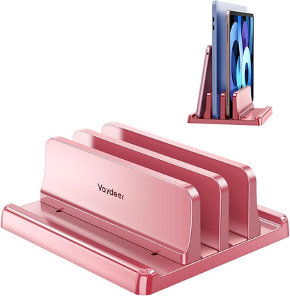 Vaydeer Vertical Laptop Stand for Desk,Dual Slots Plastic Laptop Holder with Space Saving 4-in-1 Design,Adjustable Laptop Organizer Storage Supports for MacBook,Mac,HP,Dell,Microsoft Surface,Lenovo