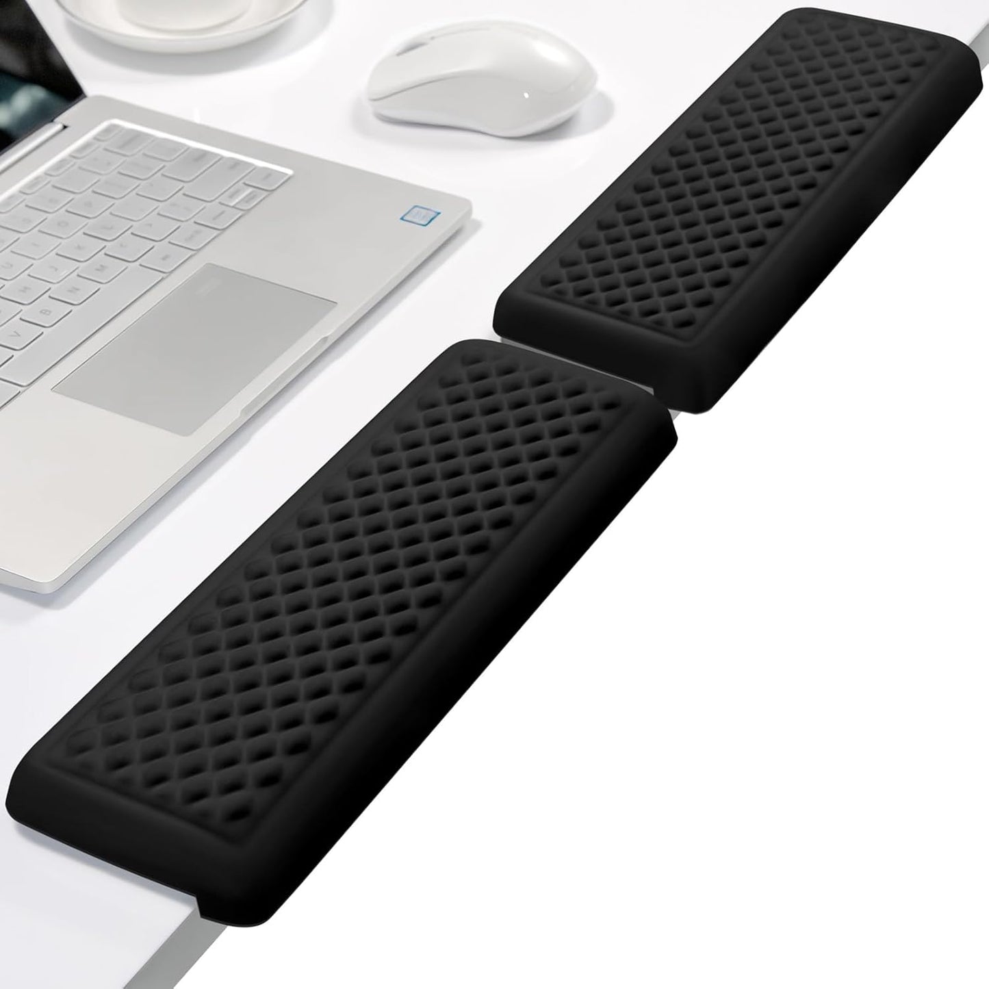 ITNRSIIET 2-Piece L Shaped Split-Design Desk Elbow Pad, Dual-Zone Support, Tri-Zone Relief for Elbow/Forearm/Wrist, Adaptive to All Desk Geometry, Non-Slip Laser-Engraved Base, Timeless Black