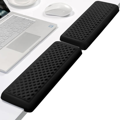 ITNRSIIET 2-Piece L Shaped Split-Design Desk Elbow Pad, Dual-Zone Support, Tri-Zone Relief for Elbow/Forearm/Wrist, Adaptive to All Desk Geometry, Non-Slip Laser-Engraved Base, Timeless Black