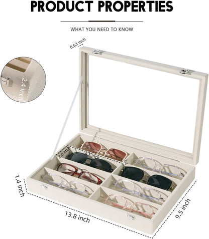 Glasses Holder Box Drawer Sunglass Organizer for Men Clear Storage Case 8 Slot Multiple Reading Glasses Display