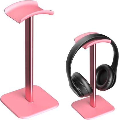 Headphone Stand for Desk - Headset Stand with Aluminum Hanger and Plastic Headrest, Headphone Holder for AirPods Max, Sony, Bose, Beats and More (Black)