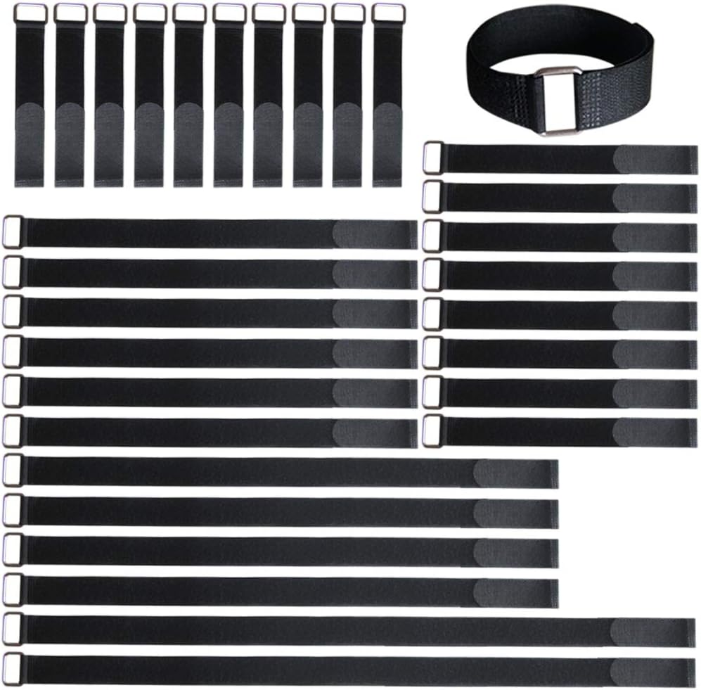 18 inch Extend Cable Strap and Adjustable Securing Strap with Buckle - 12 PCS Reusable Hook and Loop Fastening Nylon Cable Tie Wrap