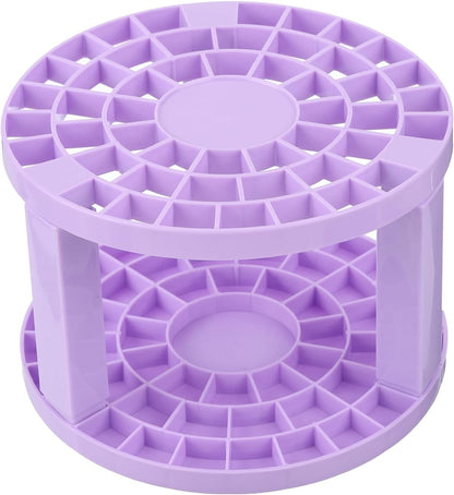 PATIKIL 1pcs White Minimalist Plastic Paint Brush Holder, 49 Holes Round Artist Desk Makeup Pencil Organizer