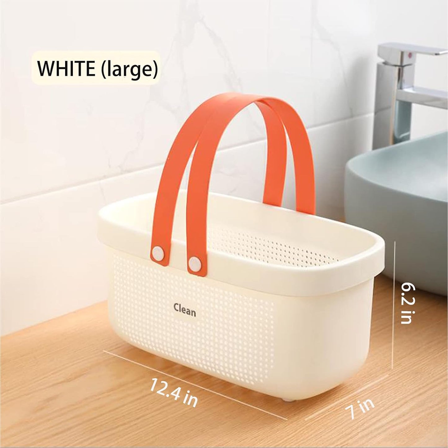 JiatuA Plastic Storage Basket with Handle Portable Shower Caddy Tote Organizer Basket Bin for Bathroom Kitchen Dorm Room Bedroom, Green