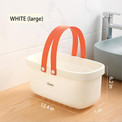 JiatuA Plastic Storage Basket with Handle Portable Shower Caddy Tote Organizer Basket Bin for Bathroom Kitchen Dorm Room Bedroom, Green