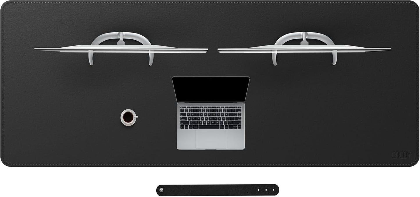 Cacoy 36" x 20" Leather Desk Mat for Home Office, Extra Large PU Leather Desk Pad Blotters, Waterproof Computer Keyboard Mat, Extended Gaming Mouse Pad, Desk Protector for Desktop and PC Laptop, Black