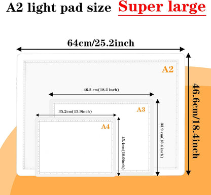 Phylosal Magnetic A3 Light Pad with Bag, Super Bright Light Box with Side Button, Diamond Art Light Board, Lightbox for Tracing and Drawing, USB Power Light Table for Sketching, Weeding Vinyl (White)
