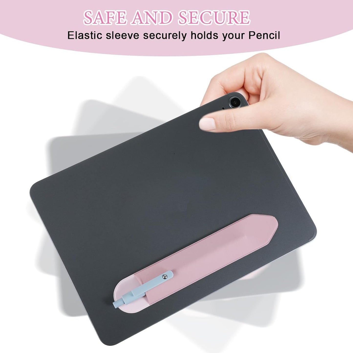 2pcs Stylus Holder For Phone,Stylus Pen Holder,Elastic Tablet Pens Holders for Tablets,Scratch, Dust and shock protection,Compatible with Pencil Pro,1st/2nd Gen,USB-C,Black & Pink
