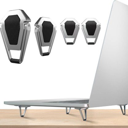 Laptop Stand Portable,Zinc Alloy Laptop Mini Stand,Laptop Riser Invisible,Ergonomic Laptop Stand Cooling Suitable for 12-20 Inches Laptop.（Silver-2pieces）