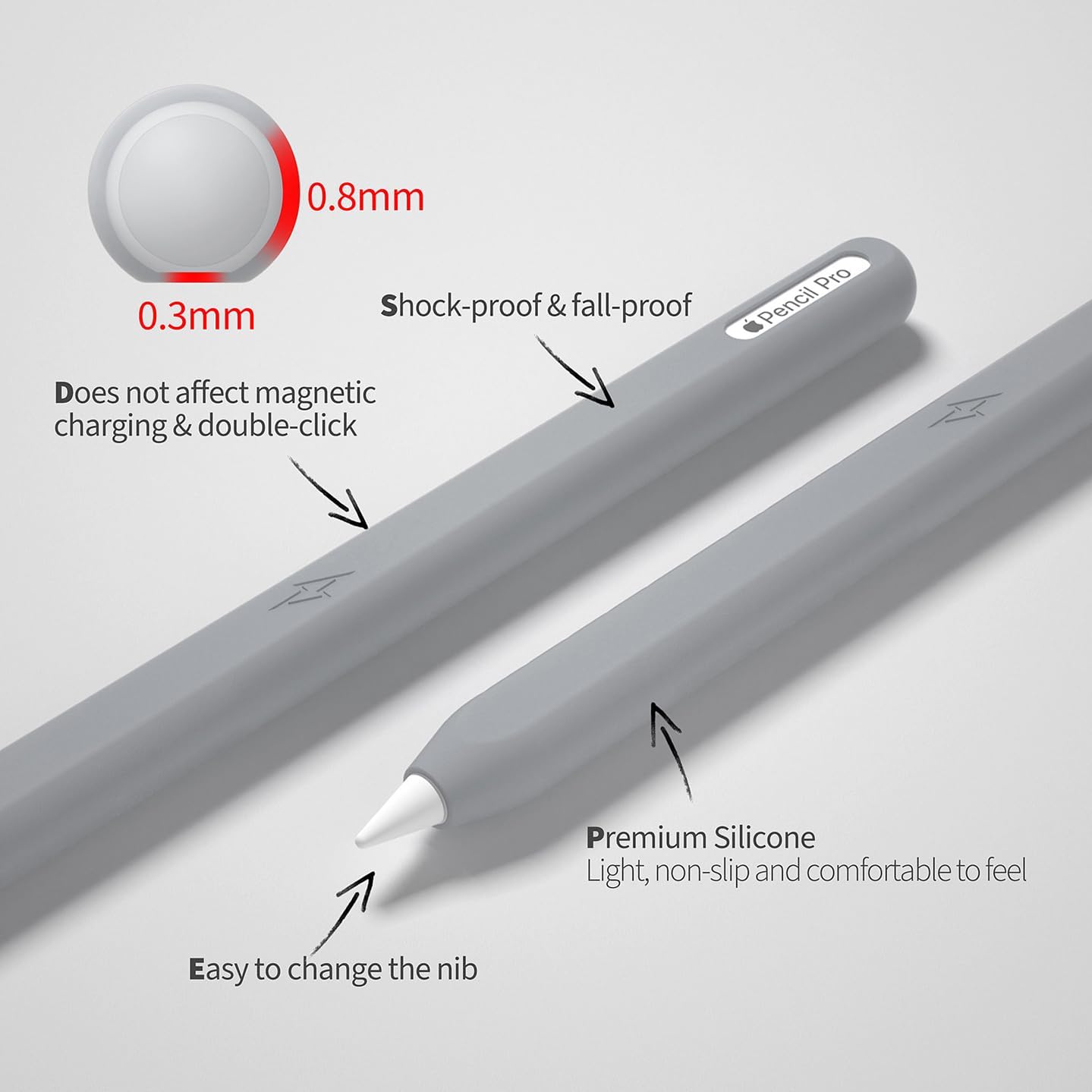 Ultra Thin Protective Pencil Cover for Apple Pencil Pro &Apple Pencil 2nd Gen Silicone Case Sleeve Compatible with Apple Pencil Pro (Pink)