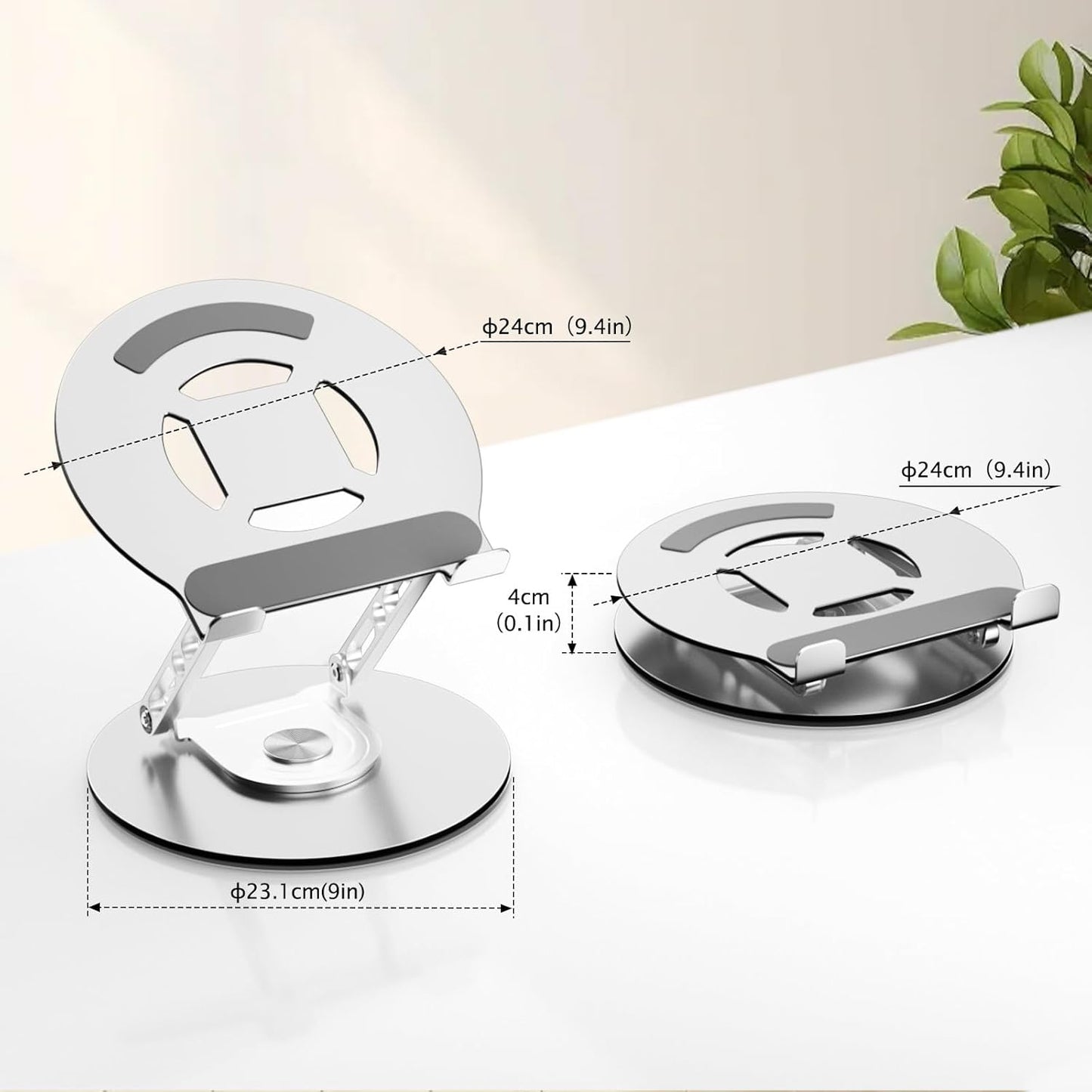 Laptop Stand for Desk Adjustable Computer Stand with 360 Rotating Base Ergonomic Laptop Riser Mount for Desk Foldable Protable Computer Desk Fits with MacBook Pro Air, Rectangle