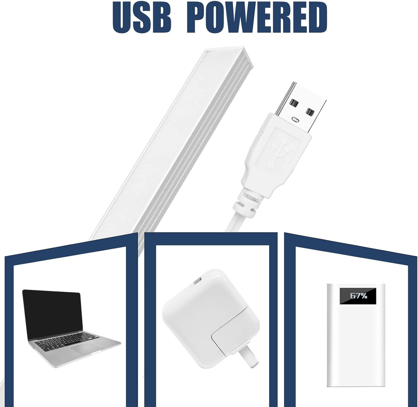 DWEPTU 2Pack LED Under Cabinet Light LED Light Bar with USB Powered Under Cabinet Lights for Closet Light Bar Under Counter Lighting Work Tables Student Dormitory (Include AC Plug)
