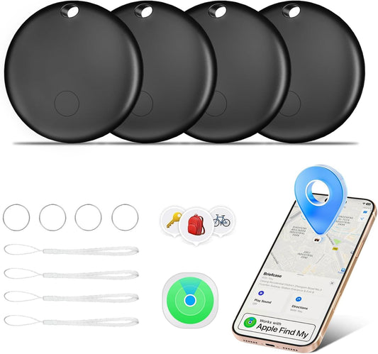 Tracker Tags, Item Finder Work with Apple Find My (iOS Only), Waterproof Smart Tag, Key Finder for Luggage, Keys, Wallet, Bike, Bags (Multi-Color, 4 Pack)