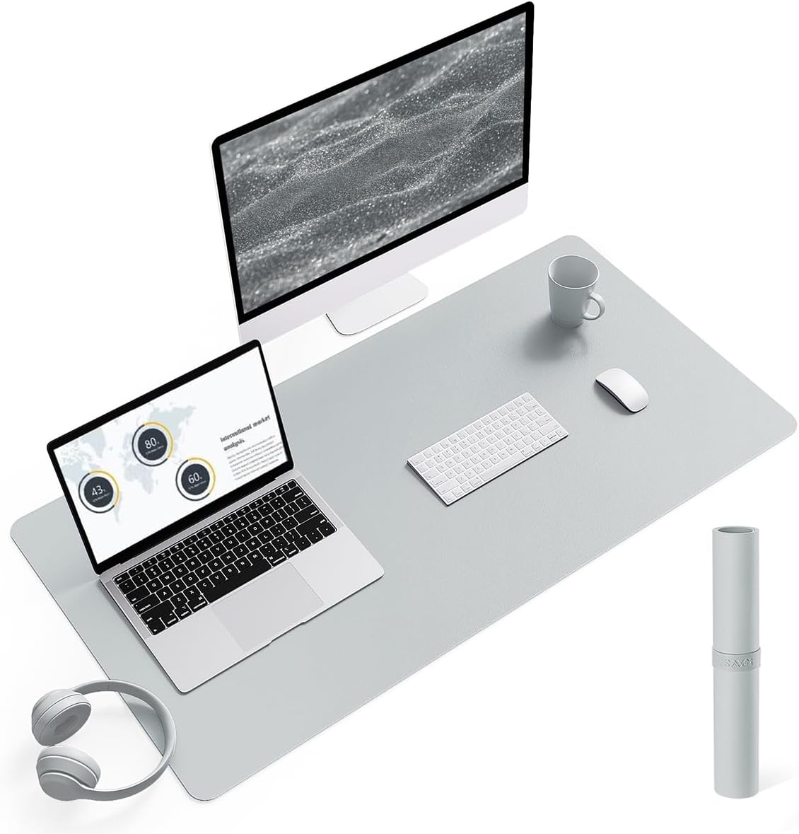 YSAGi Non-Slip Leather Desk Pad, Waterproof Laptop Computer Desk Keyboard Mat, Table Protector Blotter Mat, Large Mouse Pad for Office/Work/Home/Decor(Black, 31.5" x 15.7")
