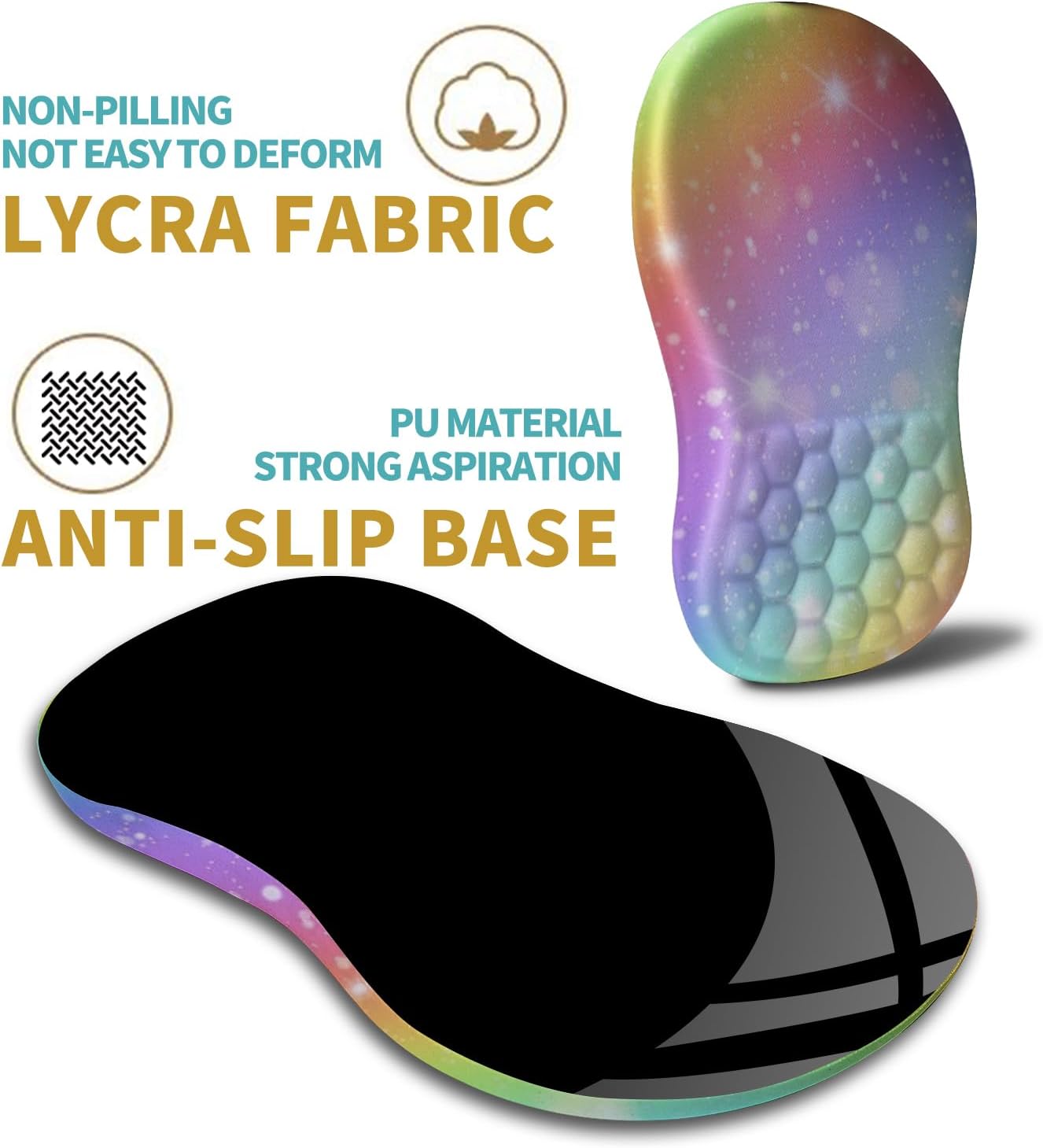 Hokafenle Ergonomic Mouse Pad Wrist Support with Massage Design, Wrist Rest Pain Relief Mousepad with Memory Foam&Non-Slip PU Base, Mouse Pads for Wireless Mouse & Desk (12x8 inch,Black)