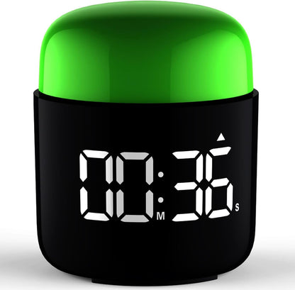 Large Display Digital Timer Stopwatch, Retro Manual Twist Table Count Down & Up Game Timer, Easy to use, Night Light Silent & Sound Timers for ADHD Study Work Kitchen Classroom Yoga Gym (Tangerine)