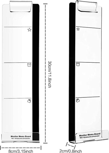 Monitor Memo Board - Multifunction Computer Transparent Side Panel Creative Desktop Easy to Use Suitable for Home Office Left and Right (2pcs)