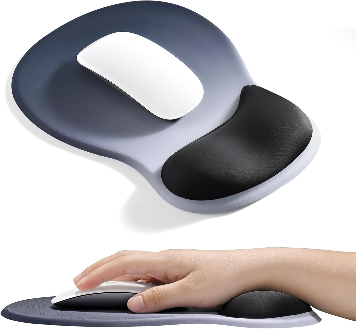 EooCoo Ergonomic Mouse Pad with Gel Wrist Rest Support, Middle Concave Design for Natural Wrist Alignment, Non-Slip Base Mousepad for Laptop, Computer, Office Desk Accessories, Carpal Tunnel Syndrome