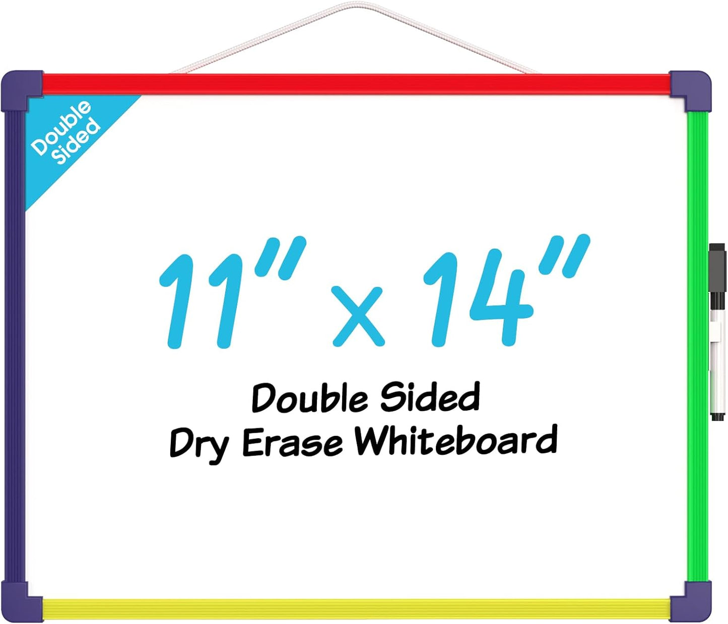 MaxGear Double-Sided Dry Erase Board for Wall, 16"x12" Hanging Whiteboard, Small Dry Erase White Board with 3 Markers and 4 Magnets, Portable Whiteboard for Planning, Drawing, Memo, to Do List