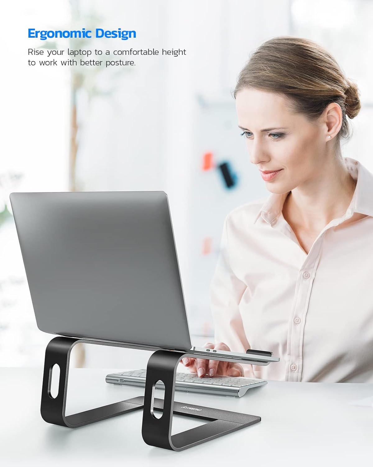 Nulaxy All-Aluminum Laptop Stand for Desk, Ergonomic Detachable Ventilated Cooling Computer Riser, Anti-Slip Design Notebook Holder Compatible with All 10-16" Laptops (MacBook, Dell XPS, HP, Lenovo)
