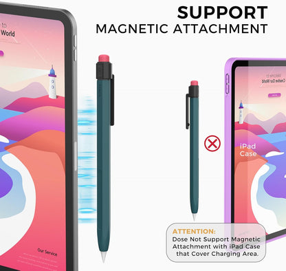 TRONWIN iPencil Case Sleeve Silicone Protective Cover Perfect Grip Skin Classic Design with Sturdy Clip Compatible with Apple Pencil 2nd Generation (Classic)