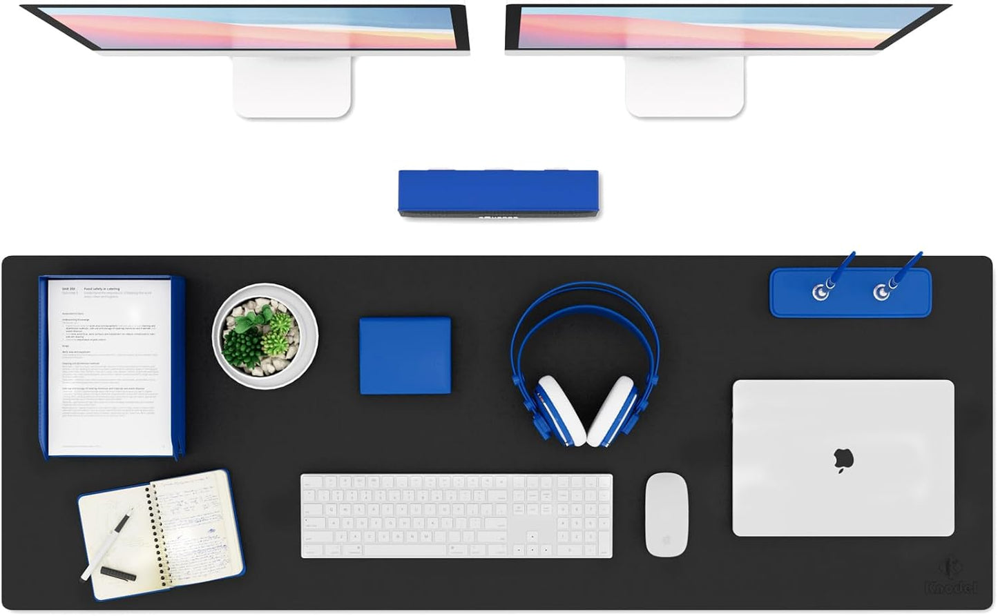K KNODEL Large Office Leather Desk Mat, Mouse and Keyboard Pad, Computer and Laptop Mat, Desktop Protector and Cover, Writing Pad and Blotter (31.5"x15.7", Black)