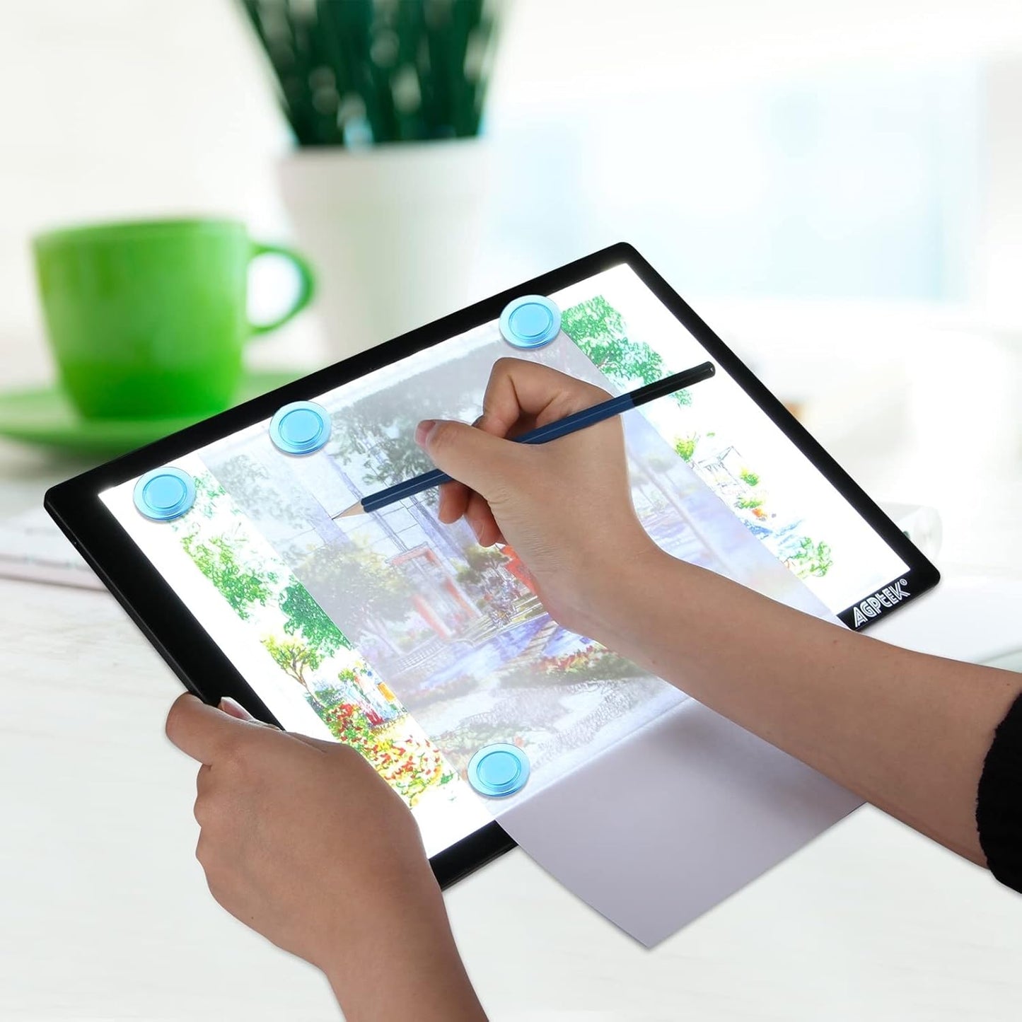 Light Box,Magnetic A4 Light Pad LED Tracing Light Board Physical Buttons Control USB Powered Ultra-thin Dimmable Brightness for Diamond Painting Tatoo Pad Animation,Sketching,Stencilling X-ray Viewing