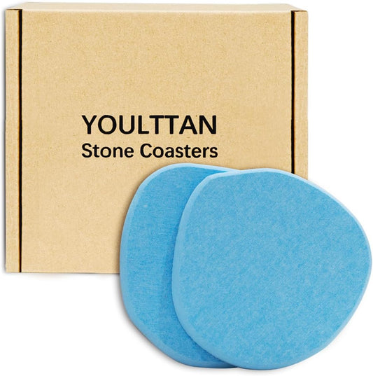 Diatomaceous Earth Coasters,3.9"x3.9", Quick-Dry, Absorbent, Heat-Resistant, Modern Stone Design, Dark Gray, Irregular Shape (2, Grey)
