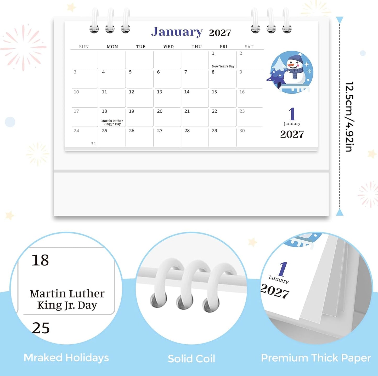 KONVINIT Small Desk Calendar 2026-2027, 6.3" x 3.1", 2026 Desk Calendar - Runs From January 2026 Until December 2027, 24 Months Mini Desktop Calendar for School, Home and Office Supplies