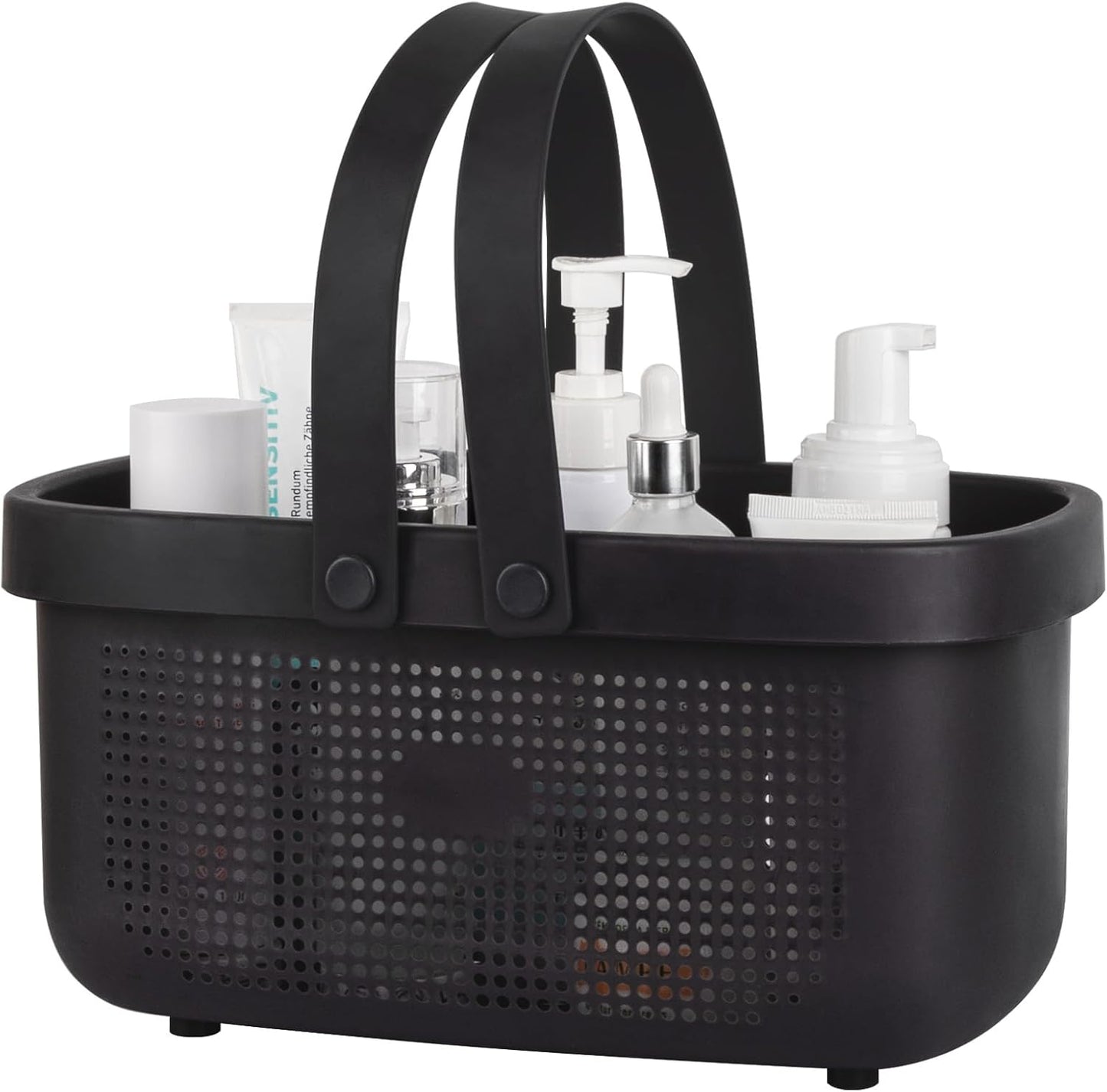 JiatuA Plastic Storage Basket with Handle Portable Shower Caddy Tote Organizer Basket Bin for Bathroom Kitchen Dorm Room Bedroom, Green