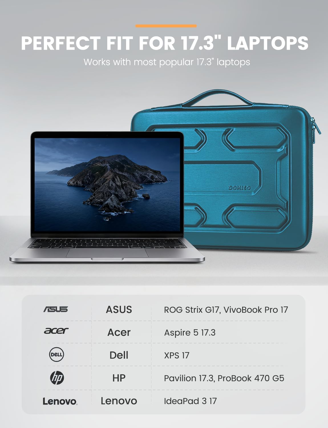 DOMISO 15.6 inch Laptop Sleeve with Handle Shockproof Computer Bag Waterproof EVA Protective Carrying Case for 15.6" Lenovo Yoga 720 IdeaPad 310 320 ThinkPad T570/Dell Inspiron 15/HP Envy 15, Black