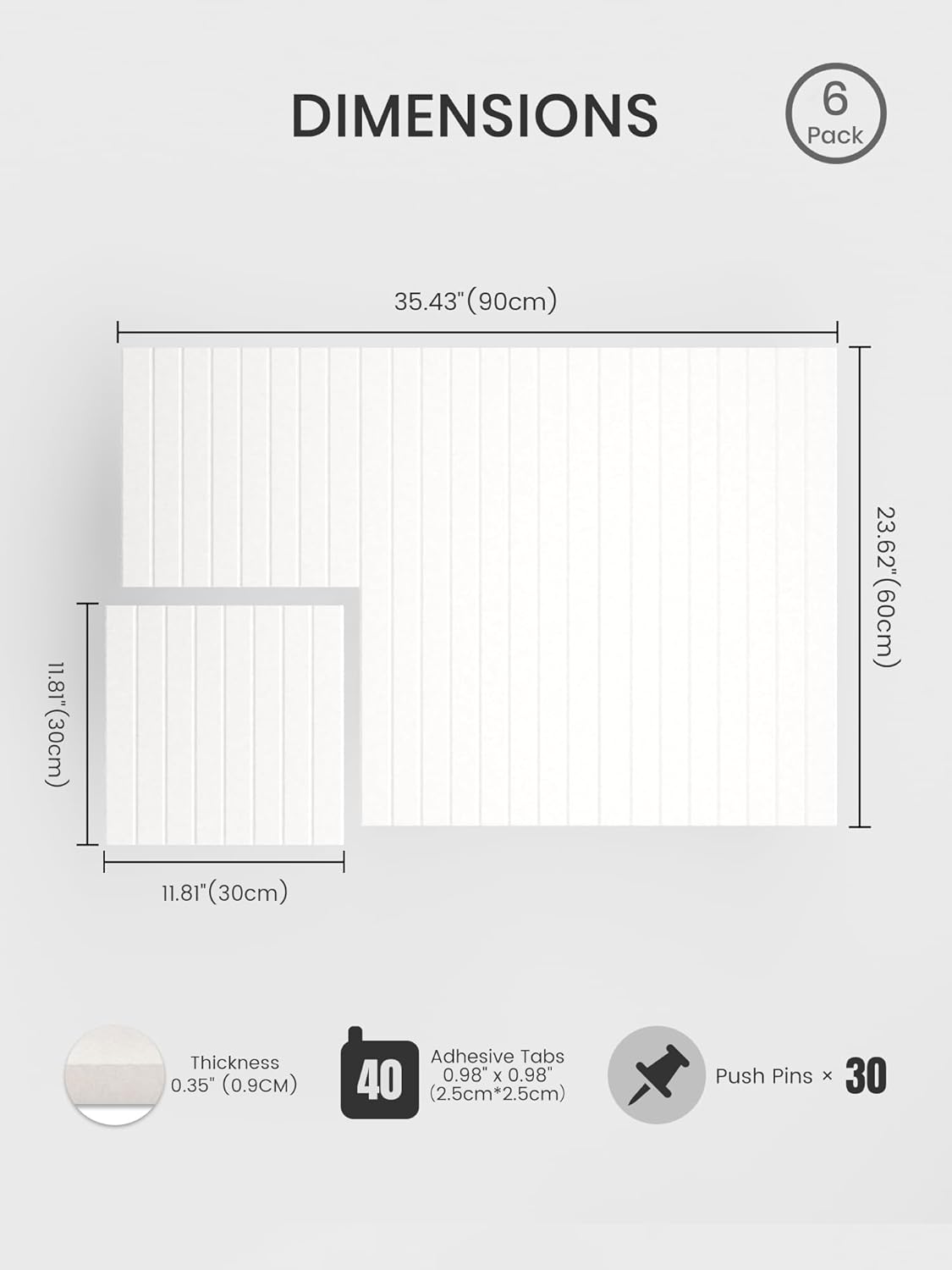 Bumusty Large Cork Board Alternative-48 x 36" Felt Bulletin Board Tiles, with 30 Pushpins, 70 Adhesive Tabs, Fine-Stripe 12-Pack, Cork Boards for Office Push Pin Board Felt Board-Oatmeal