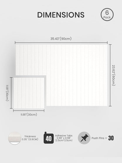 Bumusty Large Cork Board Alternative-48 x 36" Felt Bulletin Board Tiles, with 30 Pushpins, 70 Adhesive Tabs, Fine-Stripe 12-Pack, Cork Boards for Office Push Pin Board Felt Board-Oatmeal