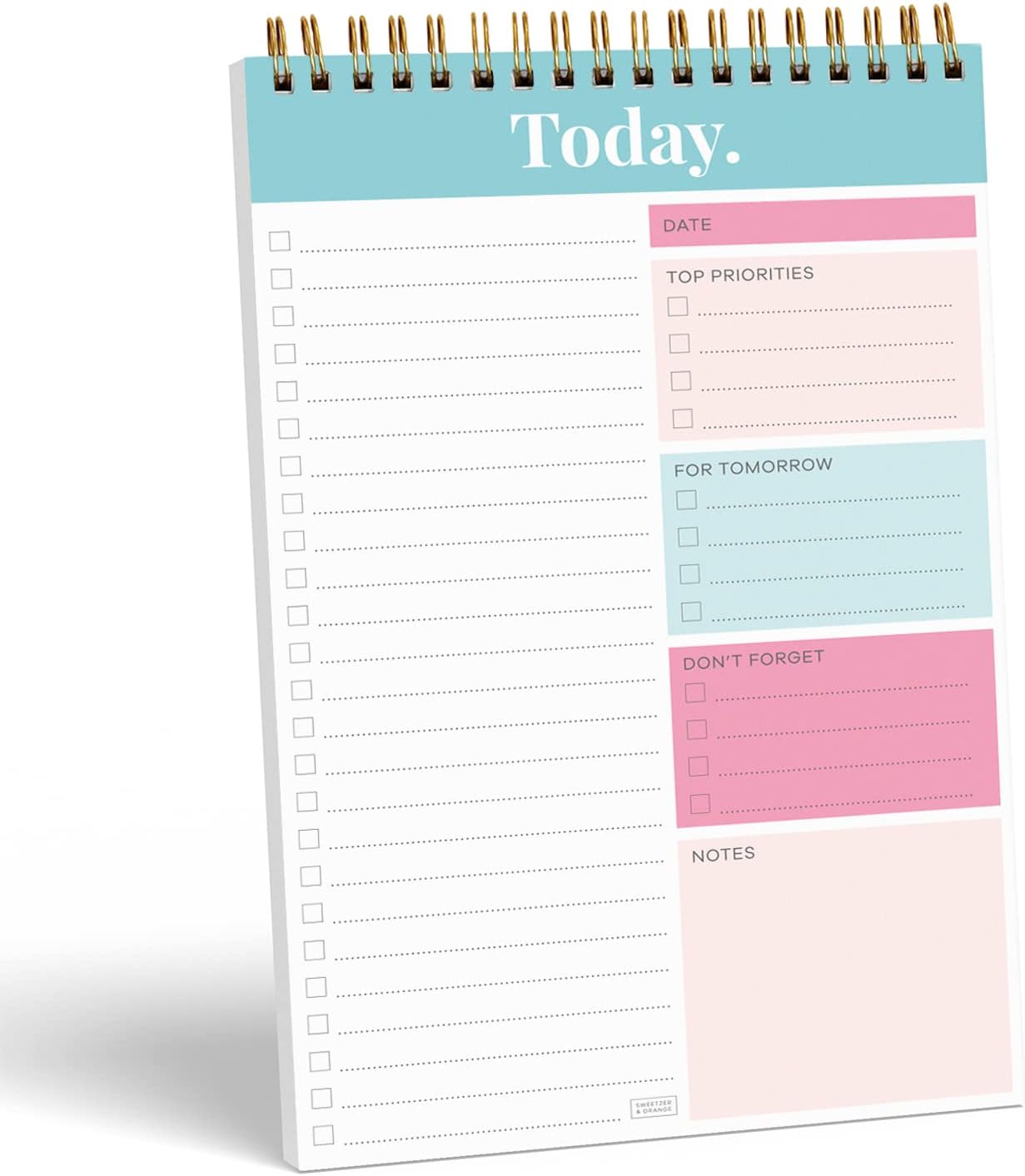 Sweetzer & Orange Daily & Weekly To Do List Notepad – Undated Work Planner & Organizer with Wish List Section, 52-Sheet Coiled Task Pad for Productivity – MAUVE To Do List Notebook for Work